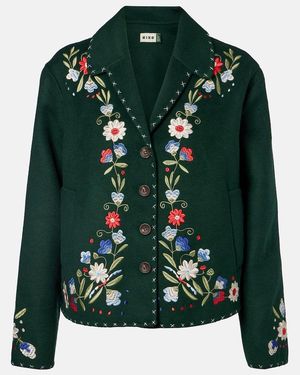 RIXO London Bestickte Jacke Jude Aus Einem Wollgemisch - Grün