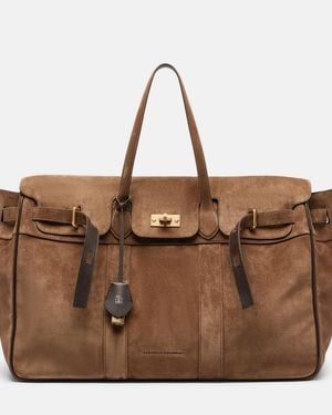 Brunello Cucinelli Tote Large Aus Veloursleder - Braun