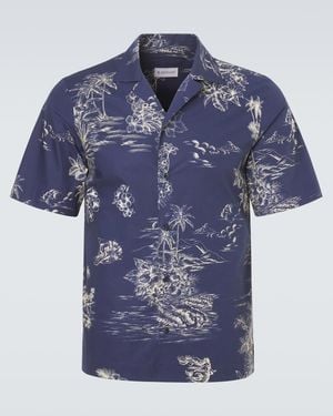 Moncler Hemd Aus Baumwollpopeline - Blau