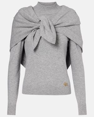 Oscar de la Renta Scarf-Detail Cashmere Jumper - Grey