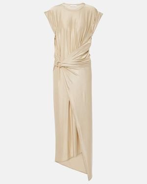 Rabanne Draped Asymmetric Urania Midi Dress - Natural