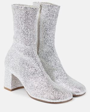 Dries Van Noten Glitter Ankle Boots - White