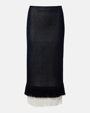 Bottega Veneta Knitted Silk Midi Skirt - Black