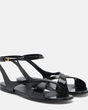 KHAITE Liria Leather Sandals - Black