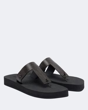 Christen Edge Leather Thong Sandals - Black