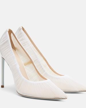 Aquazzura Voile 105 Satin-Trimmed Tulle Court Shoes - White