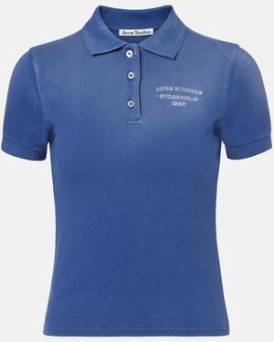 Acne Studios Faded Cotton-Blend Pique Polo Shirt - Blue