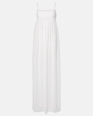 Jacquemus Peplo Jersey And Muslin Maxi Dress - White