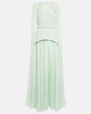Safiyaa Gloria Silk And Crepe Gown - Green