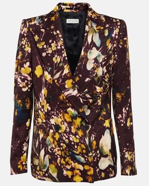 Dries Van Noten Floral Double-Breasted Blazer - Black
