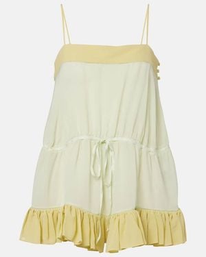 Chloé Ruffled Silk Romper - Natural