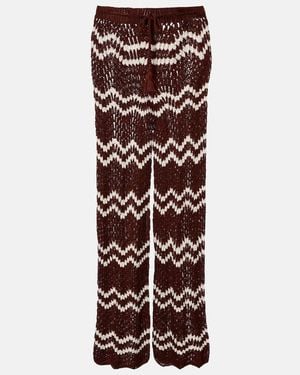 Anna Kosturova Crochet Cotton Straight Pants - Brown