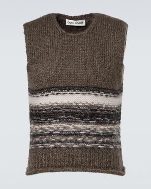 Our Legacy Pleaser Striped Wool And Mohair Sweater Vest - Brown