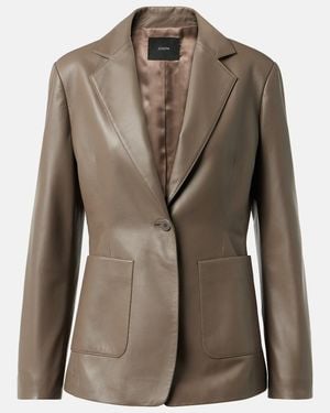 JOSEPH Leather Single-Breasted Blazer - Brown