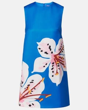 LEO LIN Yvonne Floral Satin Minidress - Blue