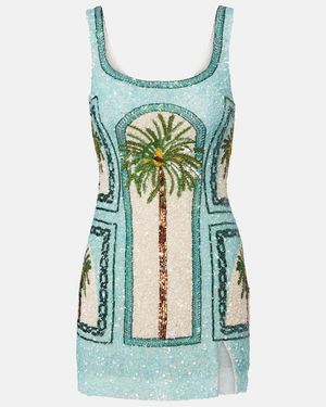 La Fuori Verziertes Minikleid Palm Jumeirah - Grün