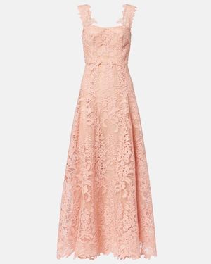 Oscar de la Renta Guipure Lace Cocktail Dress - Pink