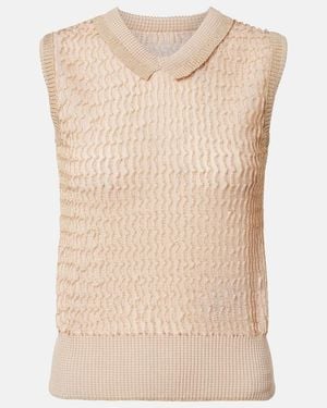 Maison Margiela Ribbed-Knit Jumper Vest - Natural