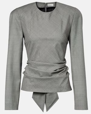 Magda Butrym Draped Wool Blouse - Grey