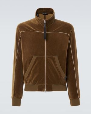 Tom Ford Cotton-Blend Velvet Track Jacket - Brown