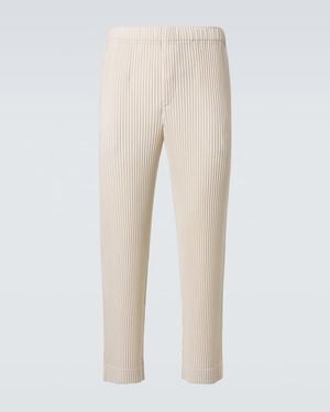 Homme Plissé Issey Miyake Gerade Hose Tuxedo Pleats - Natur