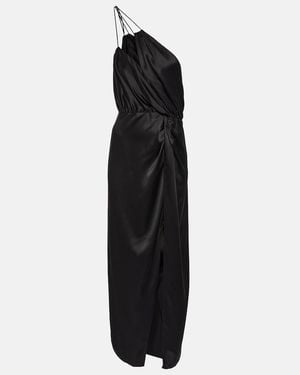 The Sei One-Shoulder Silk Midi Dress - Black