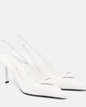 Prada Brushed Leather Slingback Pumps 75 - White