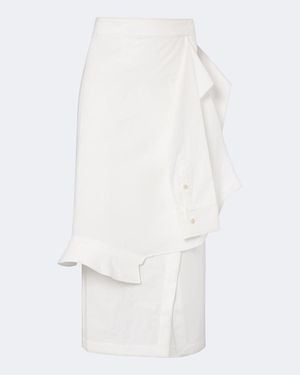 Rohe Falda Midi Asimetrica En Mezcla De Algodon - Blanco