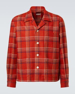 Bode Gable Plaid Wool Flannel Overshirt - Red