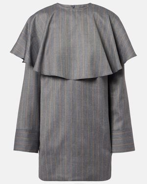 Ganni Stripe Circle Collar Dress - Gray