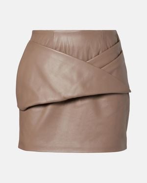 TOVE Liss Pleated Leather Miniskirt - Natural