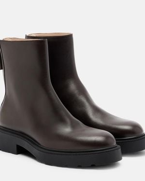 The Row Nobilis Fast Leather Ankle Boots - Black