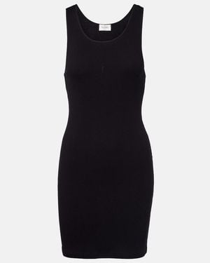 Saint Laurent Cassandre Cotton Jersey Minidress - Black