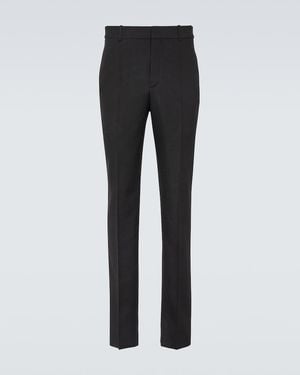 Saint Laurent High-Rise Straight Trousers - Black