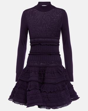 Alaïa Alaia Ruffle Virgin Wool Minidress - Blue