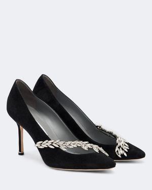Balenciaga X Manolo Blahnik Embellished Suede Court Shoes - Black