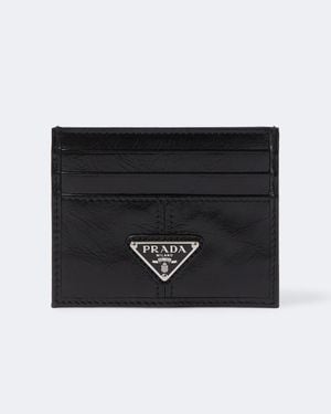 Prada Tarjetero De Piel Grabada - Negro