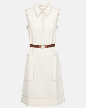Tory Sport Belted Sleeveless Polo Dress - White