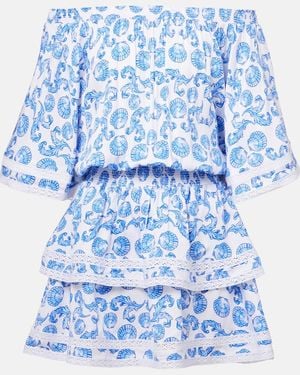 Melissa Odabash Micha Printed Tiered Minidress - Blue