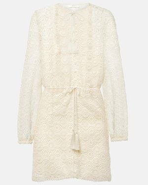 FRAME Lace Cotton Minidress - Natural