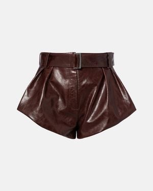 Magda Butrym Shorts De Piel Con Cinturon - Marrón