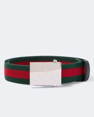 Gucci Web Stripe Canvas Belt - White