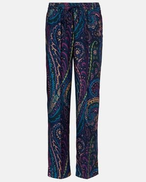 Etro Printed Straight Trousers - Blue