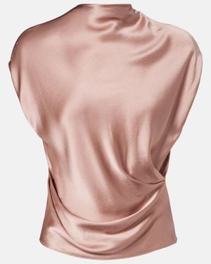 The Sei Draped Silk Satin Top - Pink