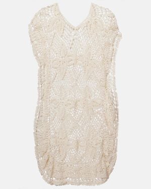 Anna Kosturova Crochet Cotton Beach Dress - Natural