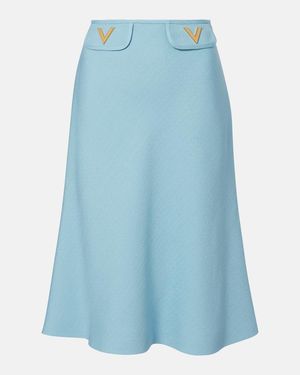 Valentino Vlogo Canvas Midi Skirt - Blue