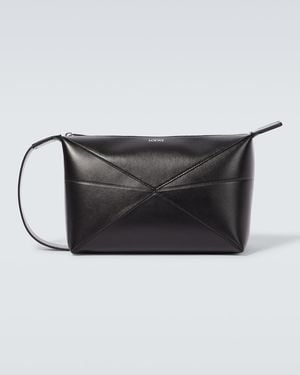 Loewe Puzzle Fold Leather Toiletry Bag - Black