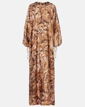 Max Mara Maroso Embellished Silk Maxi Dress - Brown