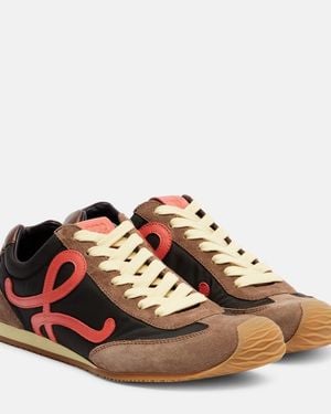 Loewe Ballet Runner 2.0 Suede-Trimmed Sneakers - Brown