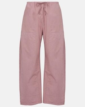 Leset Kyoto Cotton Cropped Wide-Leg Pants - Pink